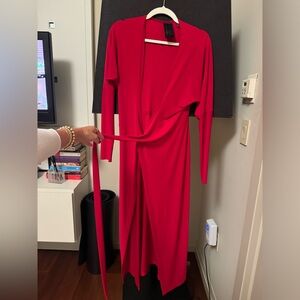 Norma kamali red wrap dress